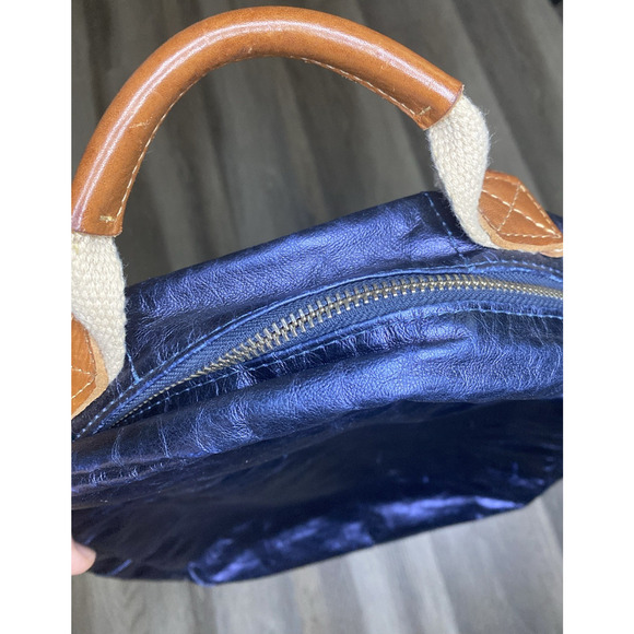 Uashmama Memmino Backpack Petrolio Navy Blue Washable Paper Leather Italy Medium